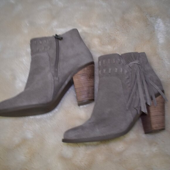 Jessica Simpson Suede Cowgirl Fringe Ankle Booties Brown Western Size 9.5 - Picture 7 of 13